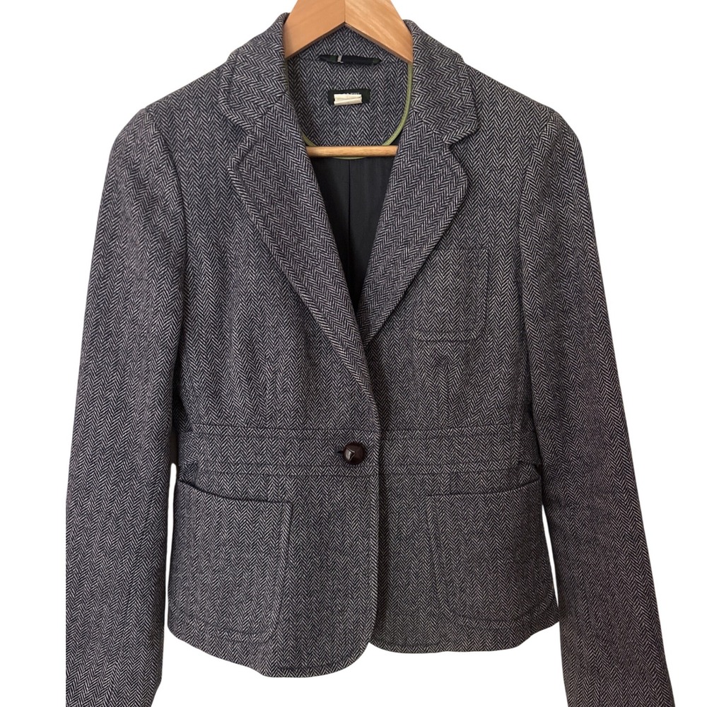 J. Crew Women's Wool Herringbone Blazer Jacket with Embroidered Detail Size 6 - Picture 2 of 12